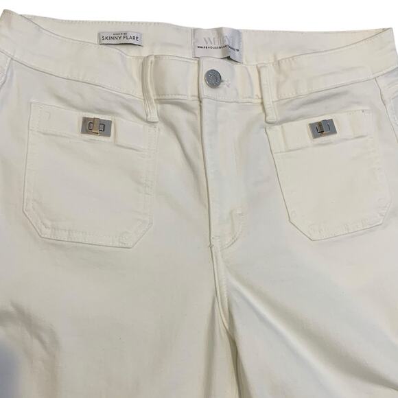 WHBM Jeans NWT Women's Size 10 Curvy White High-Rise Turnlock Skinny Flare - Picture 6 of 9